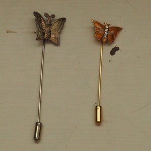2 Butterfly Lapel Stick Pins